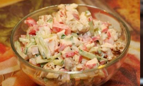 вкусный салат с крабовыми палочками